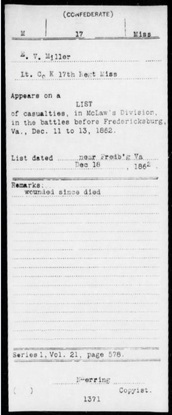 enlistment record for E P Miller