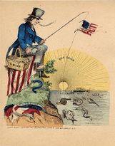 cartoon of Uncle Sam fishing
