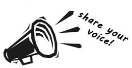 megaphone with share your voice text