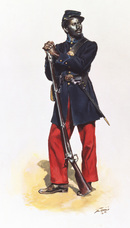 painting of United States Colored Soldier posing with rifle